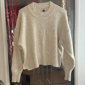 American Eagle Vintage Boyfriend Sweater Ivory Marled Womens Large